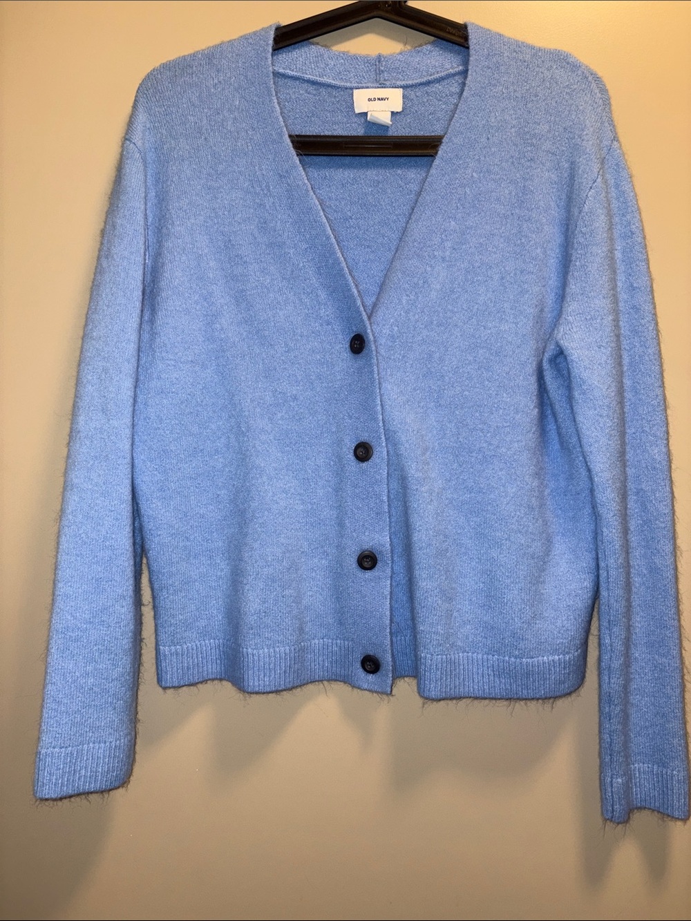 Soft Old Navy Blue V‑Neck Button Cardigan